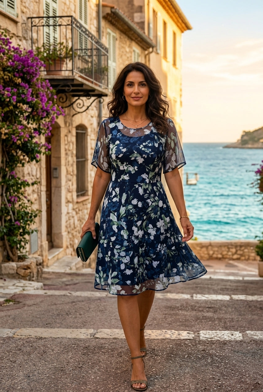 Midi Floral Chiffon Dress — Natural and Refined Elegance