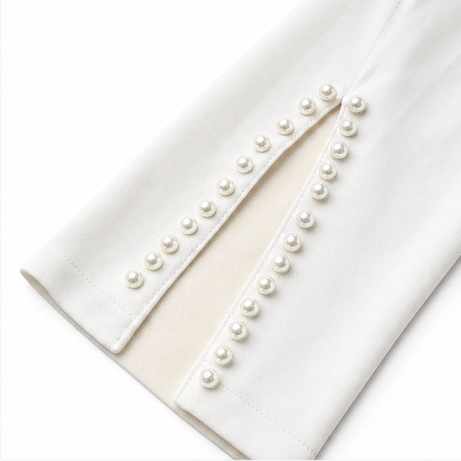 Elarosa – Pearl-like Sleeve Slim Fit Pencil Midi Dress