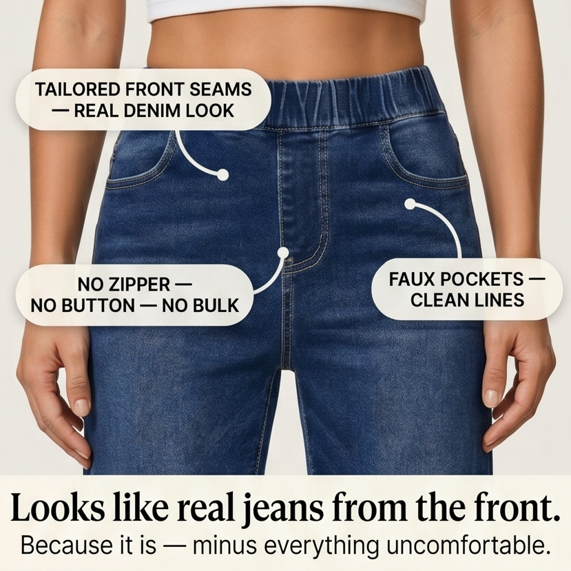 Lounette Elastic-Waist Cropped Denim Jeans for All-Day Comfort