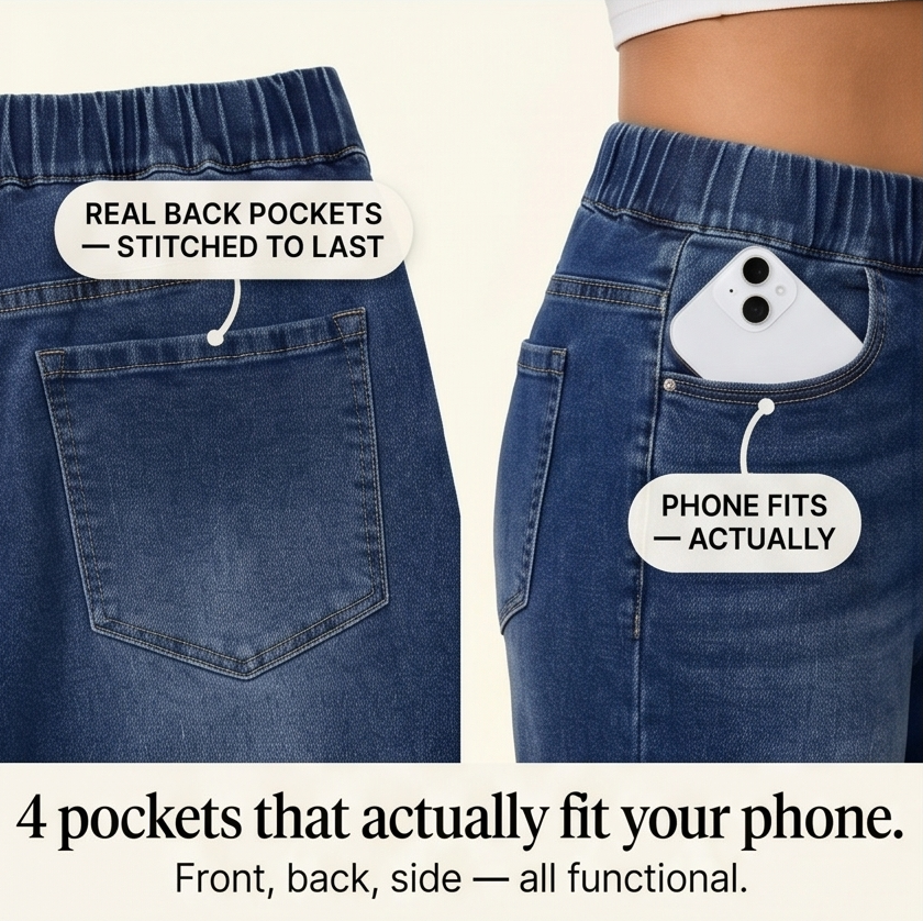 Lounette Elastic-Waist Cropped Denim Jeans for All-Day Comfort