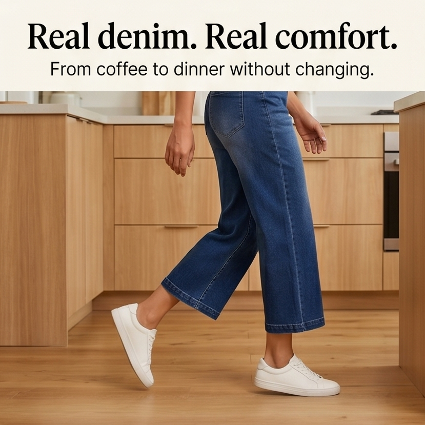 Lounette Elastic-Waist Cropped Denim Jeans for All-Day Comfort