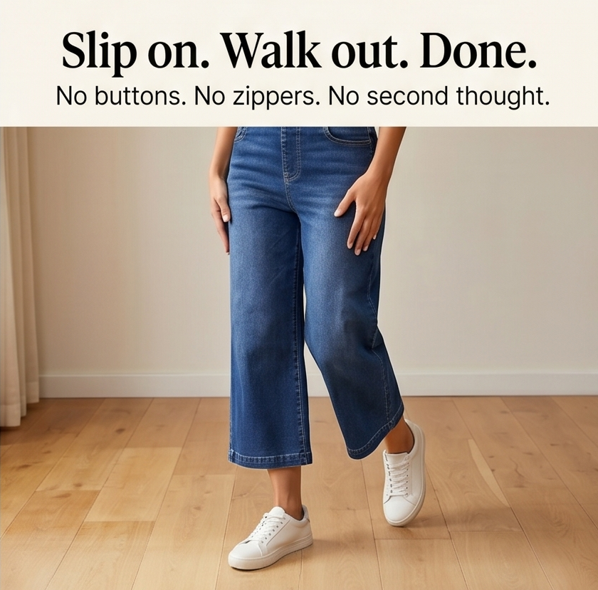 Lounette Elastic-Waist Cropped Denim Jeans for All-Day Comfort