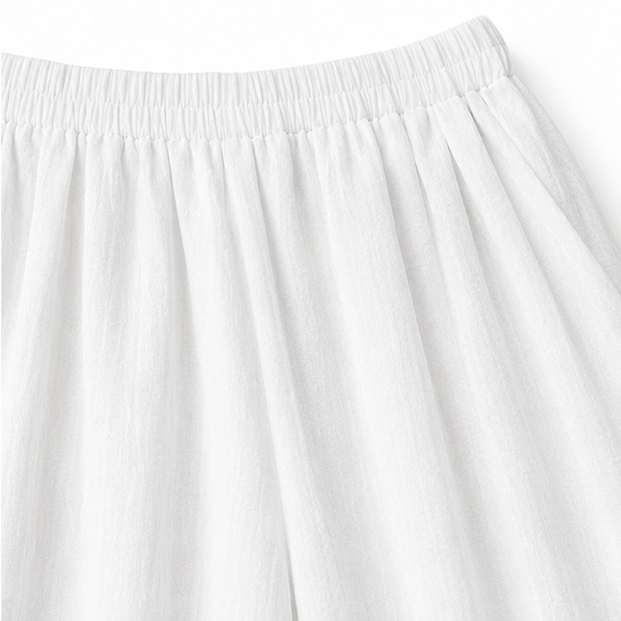 Elovena – Asymmetric Hem Matching Set with Wide-Leg Pants