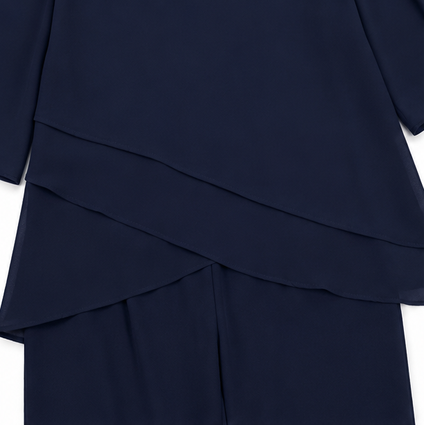Elowen – Layered Chiffon-like Wedding Guest Pant Set for Women