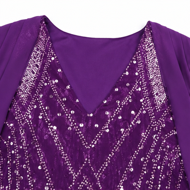 Elyssia – Two-Piece Sequin Dress with Sheer Chiffon Look Jacket