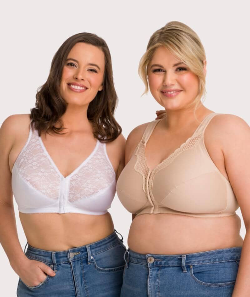 Exquisite Form Fully Front Close Wire-Free Posture Bra With Lace - Navy
