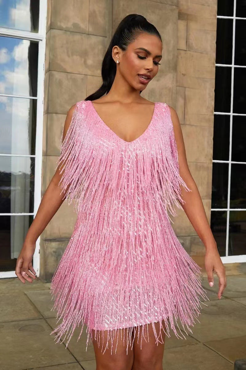 Fringella™ | Elegant Fringe Party Dress