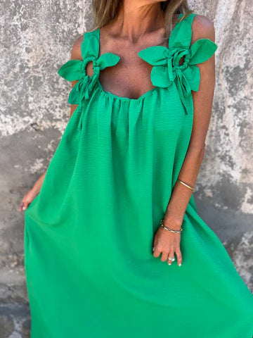 Floral Dress with U-Neckline - Timeless Elegance