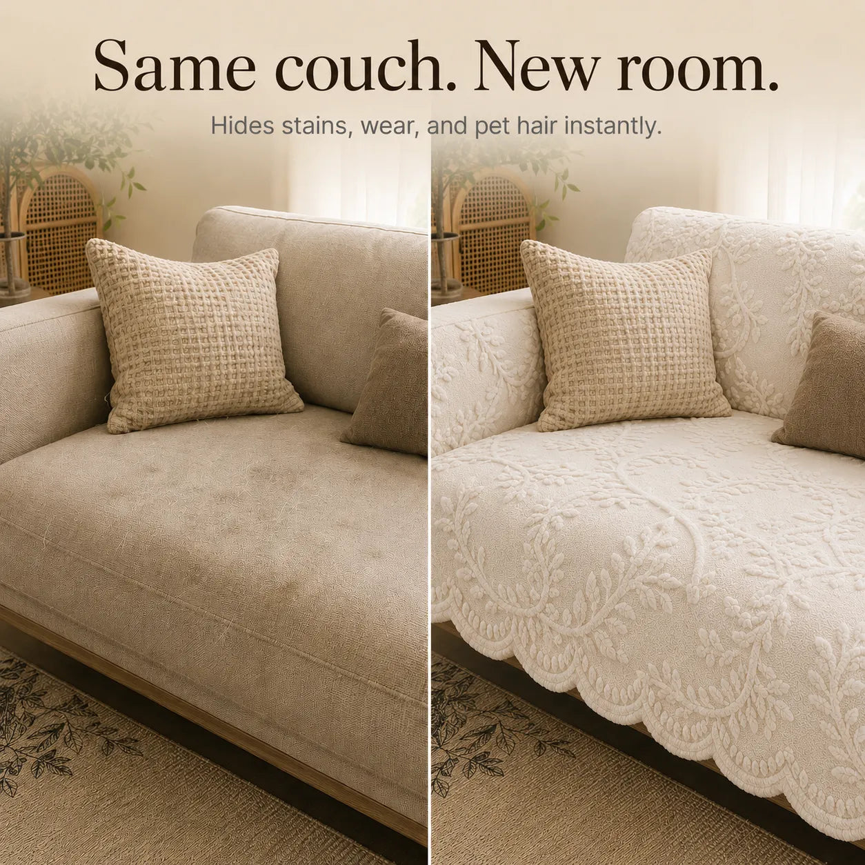 Hovela – Plush Non-Slip Couch Cover with Botanical Texture