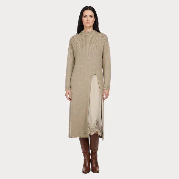 Miraluna | Elegant Midi Dress with Lace Detail