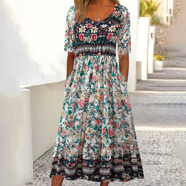 Seravine - Bohemian Floral Maxi Dress