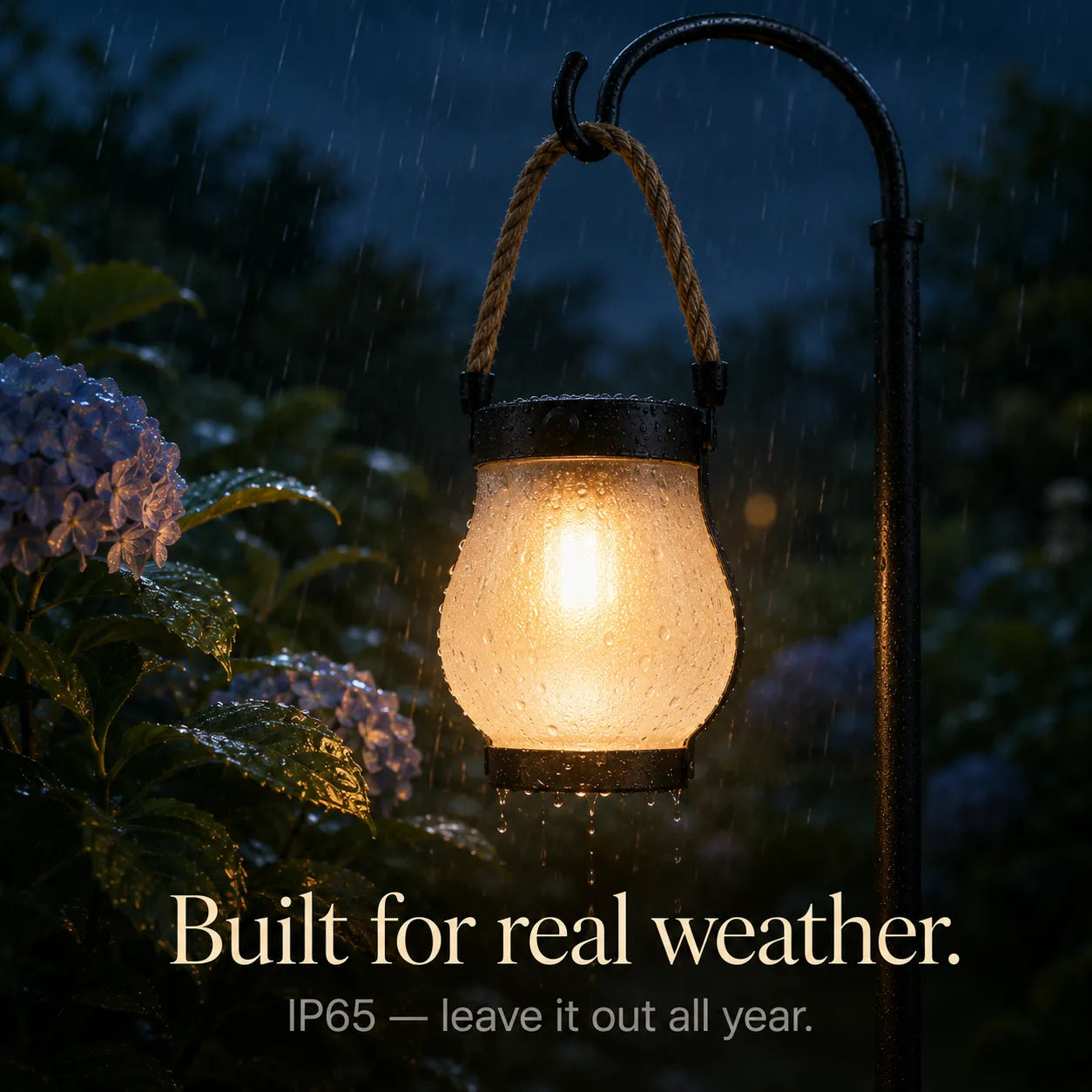 Lumvera – Nordic Solar Lantern with Flame Effect and Rope Handle
