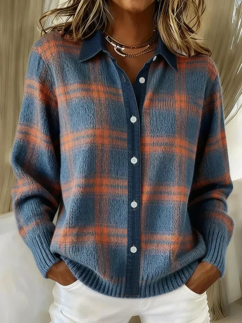 GISÈLE – SOFT CHECKED KNIT BLOUSE
