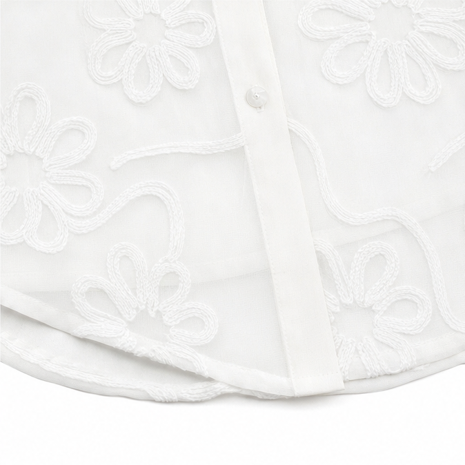 Fiora – Textured Floral Blouse with Puff Sleeves
