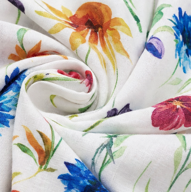 Fiorella – Floral Print Cotton-like Midi Dress with Pockets