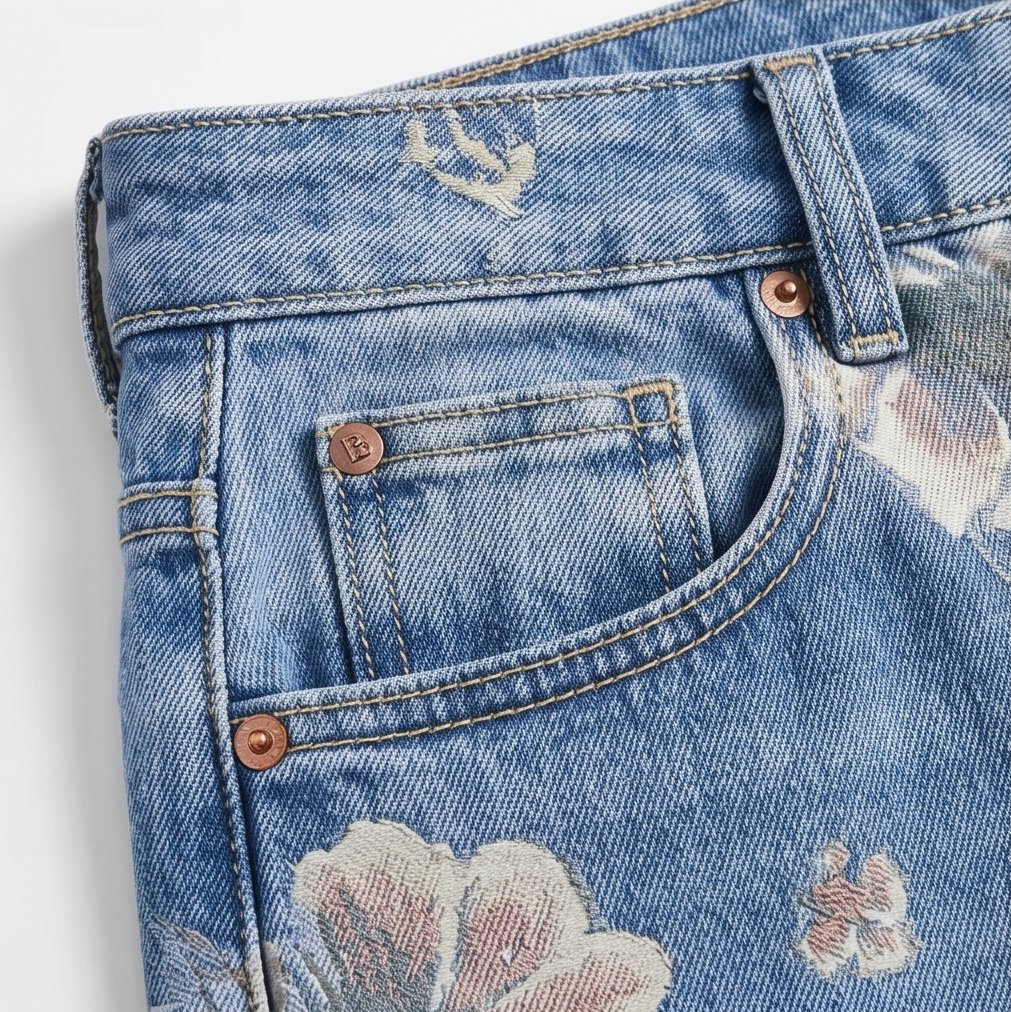 Blomara – Women's Floral Print Wide-Leg Jeans