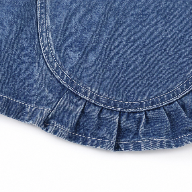 Florelle – Open Front Ruffle Trim Denim-look Jacket for Women