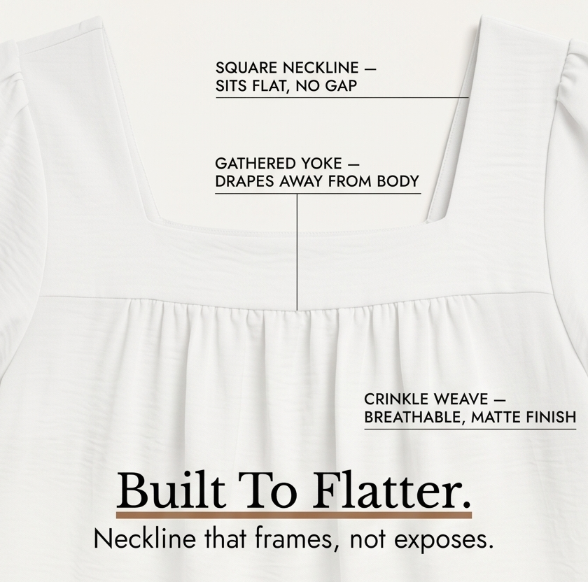 Florelle – Women's Square Neck Flutter Sleeve Blouse