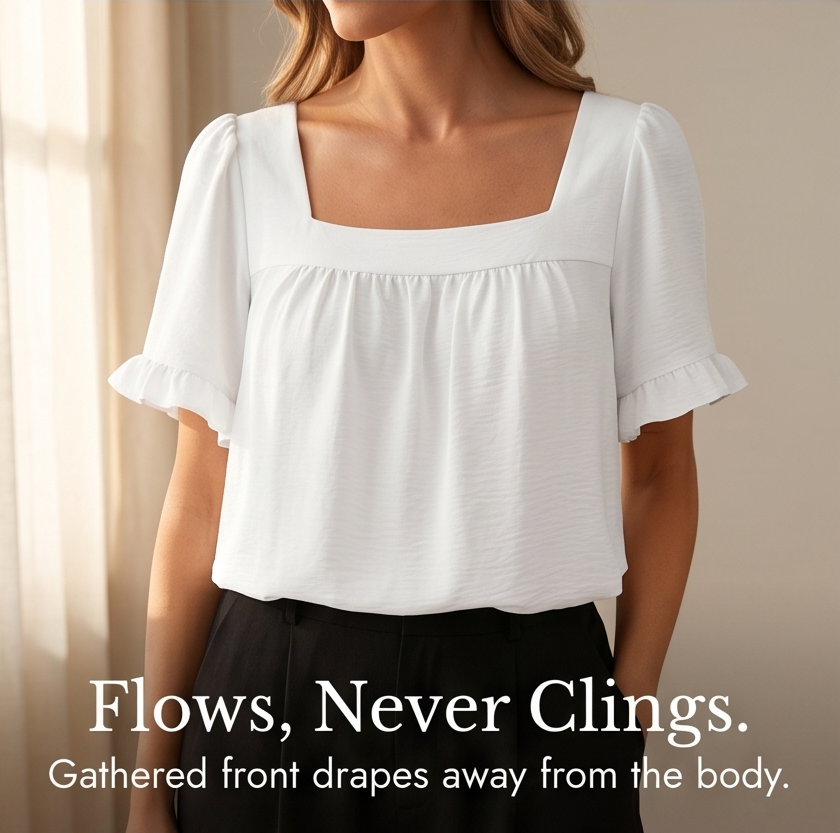 Florelle – Women's Square Neck Flutter Sleeve Blouse