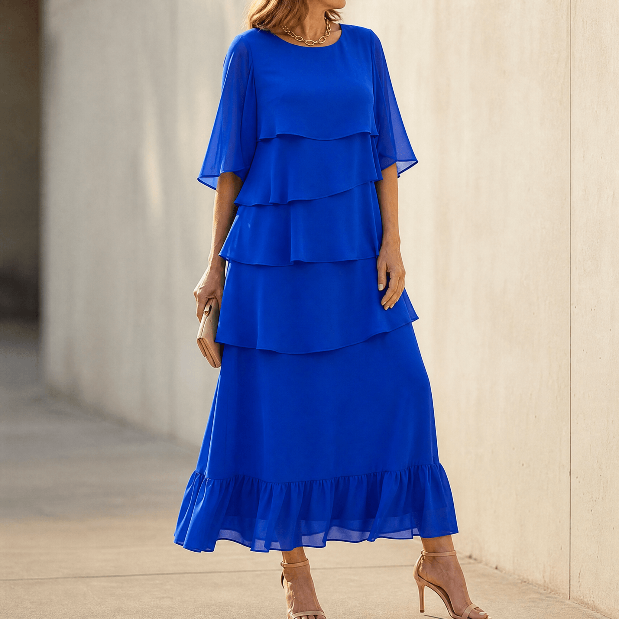 Florelle – Women's Layered Ruffle Midi Dress