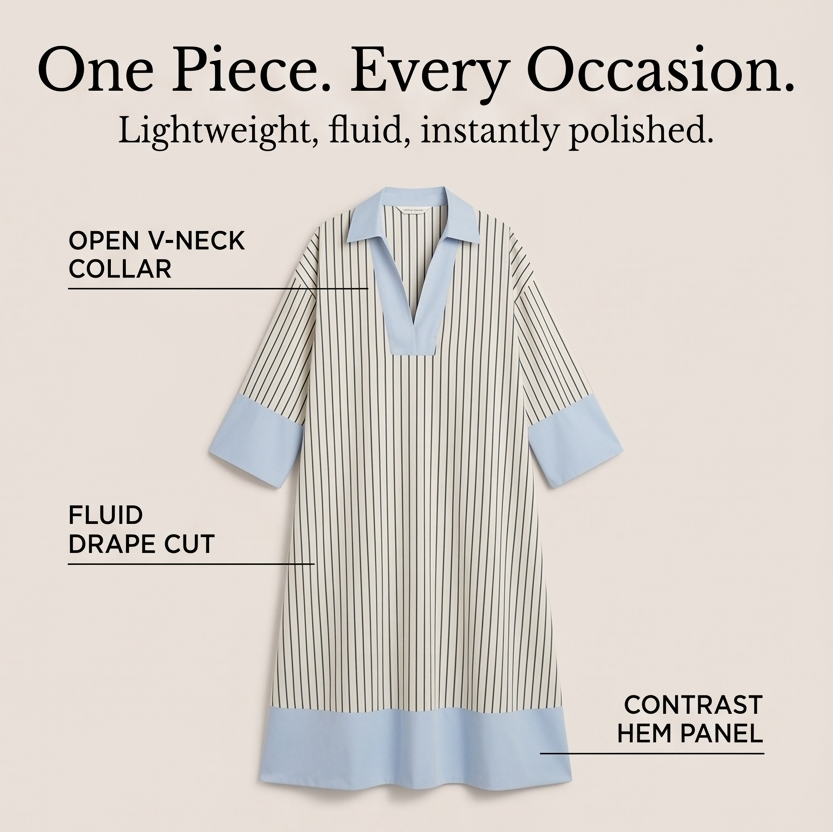 Florene – Women's Lightweight Striped Midi Dress