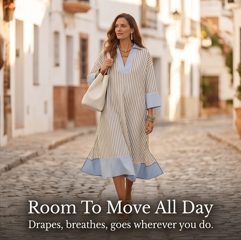 Florene – Women's Lightweight Striped Midi Dress