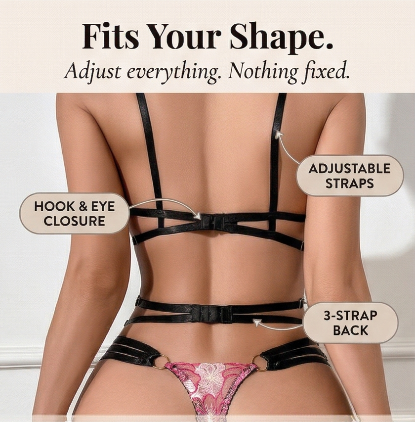 Florenza – Women's Embroidered Floral Lingerie and Garter Set