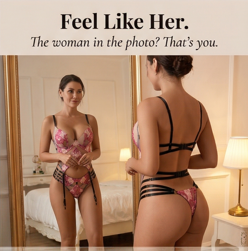 Florenza – Women's Embroidered Floral Lingerie and Garter Set