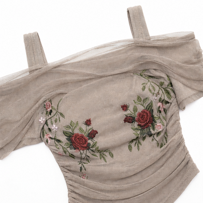 Florenza – Embroidered Off Shoulder Fishtail Skirt Set for Women