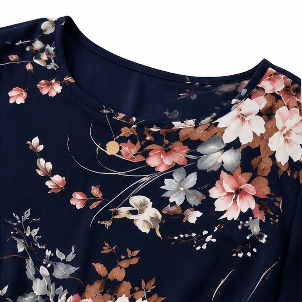 Florenza – Floral Pleated Midi Dress with Tie Waist and Flutter Sleeves