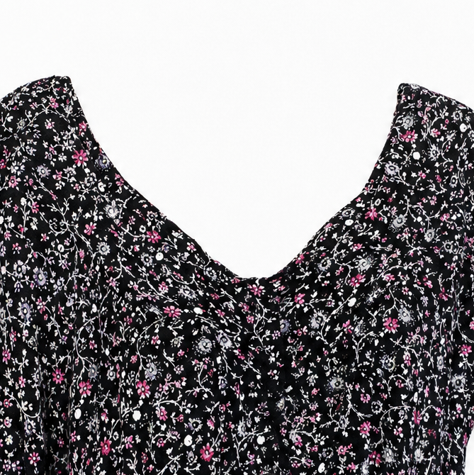 Florenza – Floral V-neck Short Sleeve Tunic Top for Women