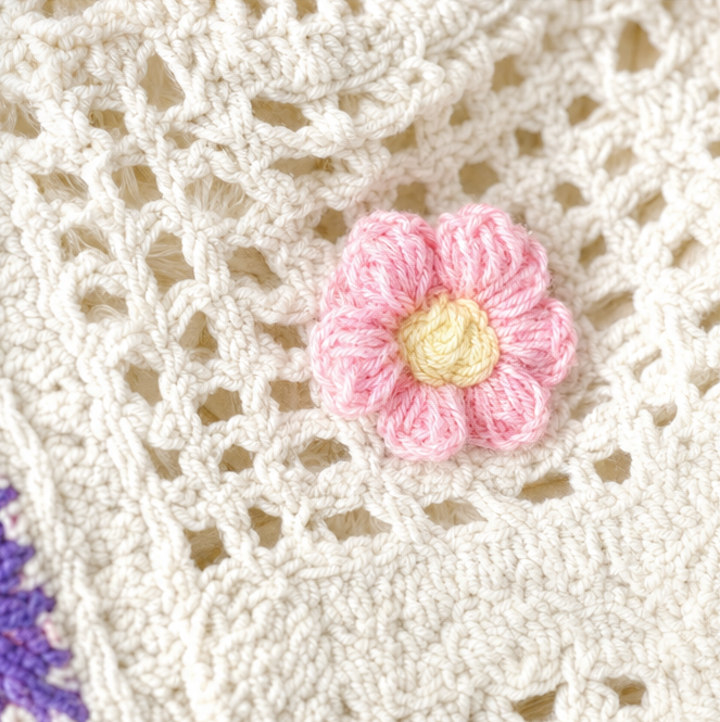 Florenza – Hand-Crocheted Floral Shoulder Bag for Women, Boho Granny-Square Tote with 3D Flowers