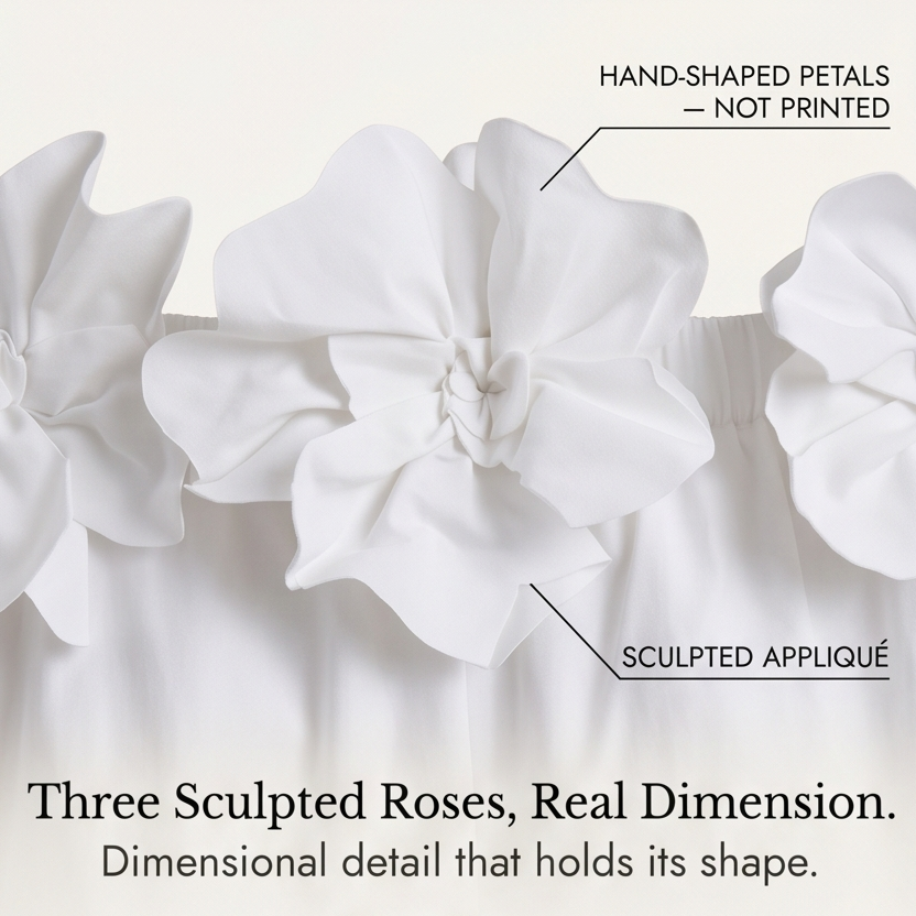 Florenza – Women's Sculpted Rose Off-Shoulder Dress