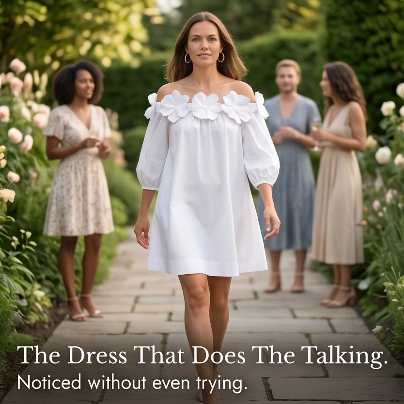 Florenza – Women's Sculpted Rose Off-Shoulder Dress