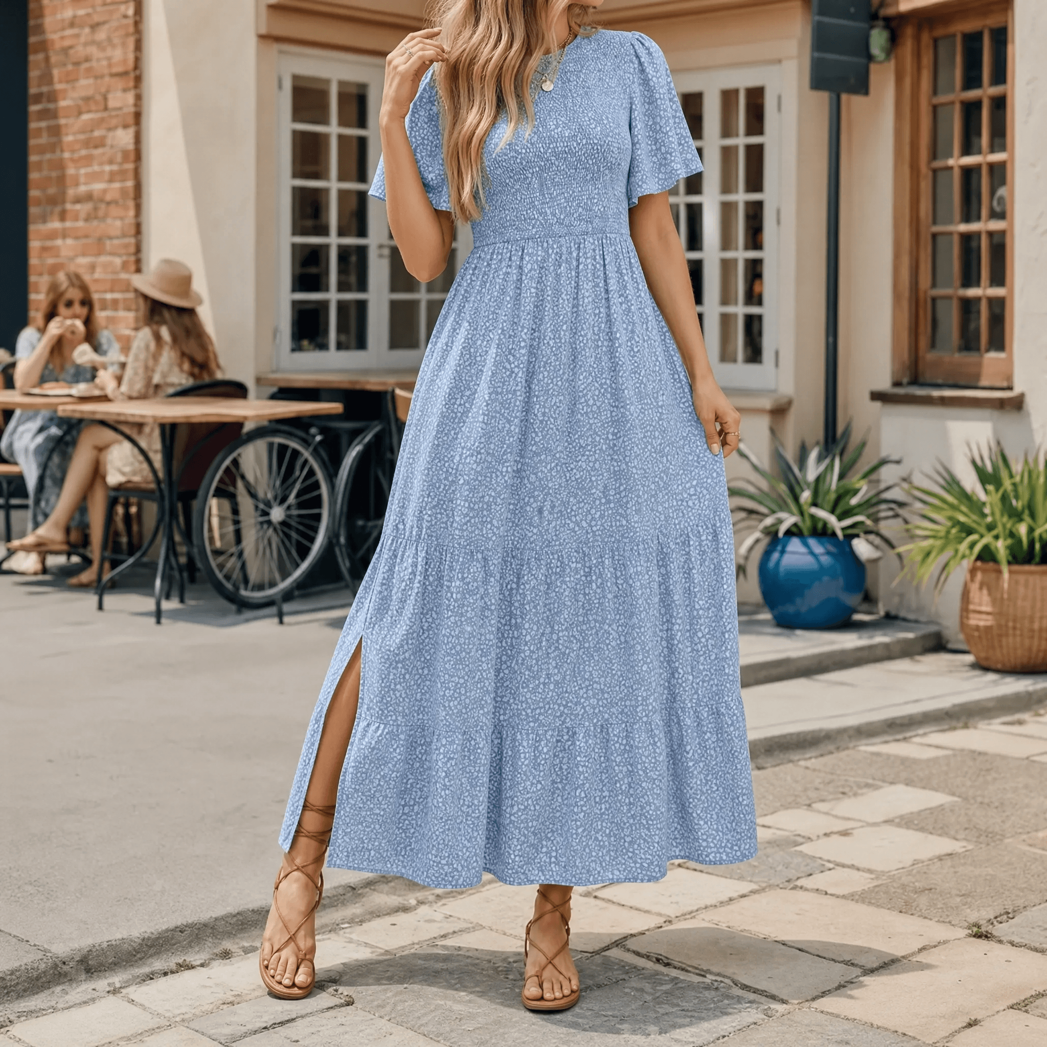 Florenza – Smocked Floral Maxi Dress for Spring