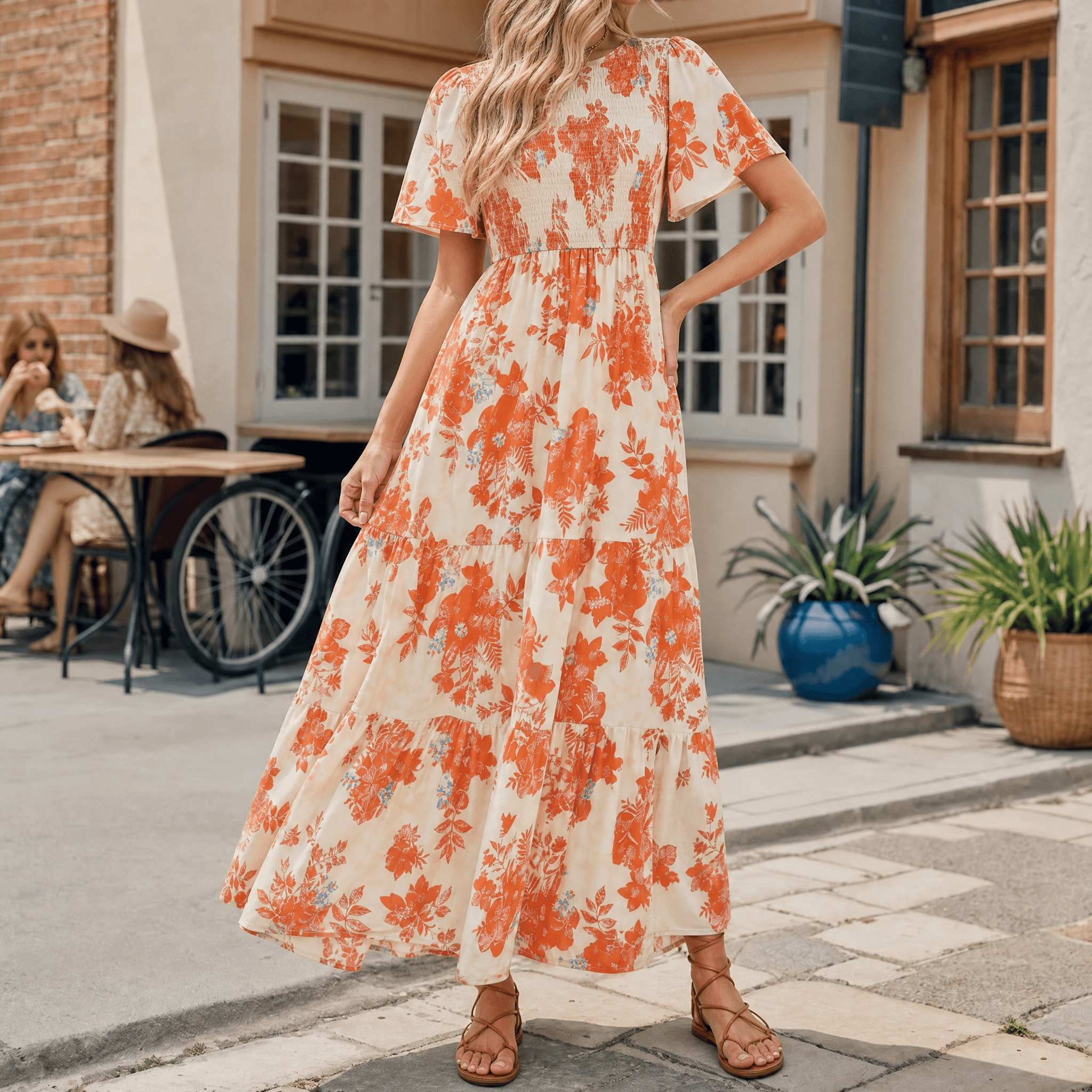 Florenza – Smocked Floral Maxi Dress for Spring
