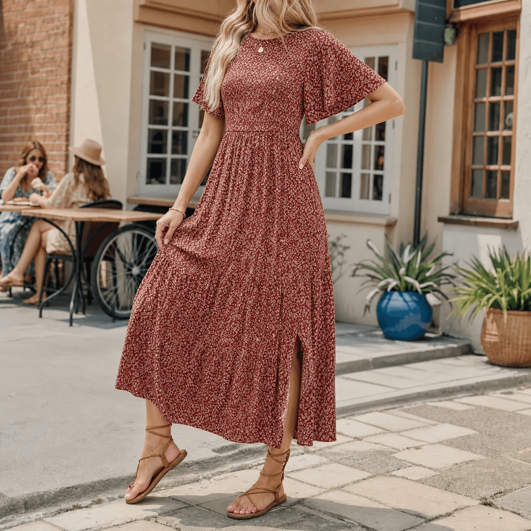 Florenza – Smocked Floral Maxi Dress for Spring