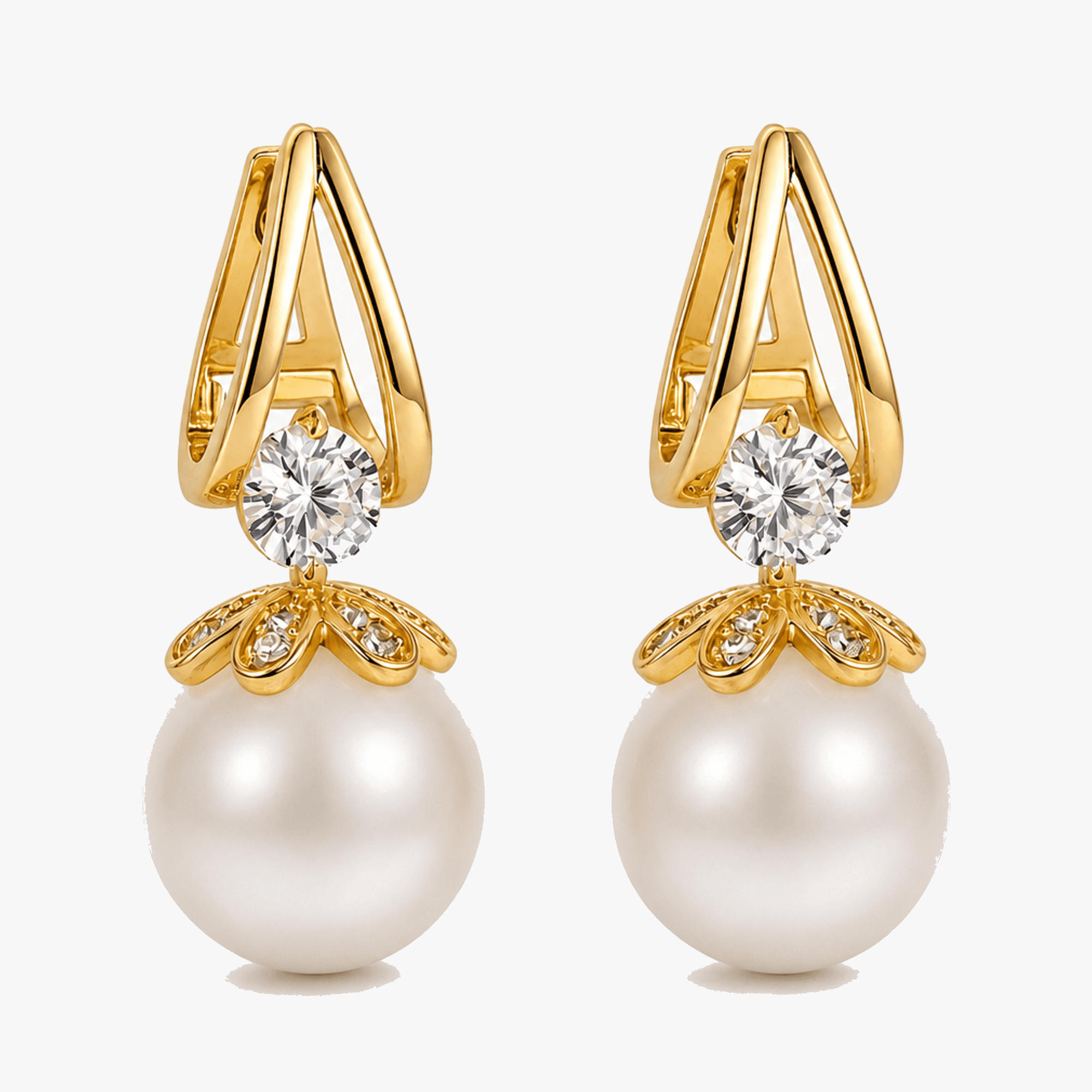 Florenza – Sparkling Pearl Drop Earrings
