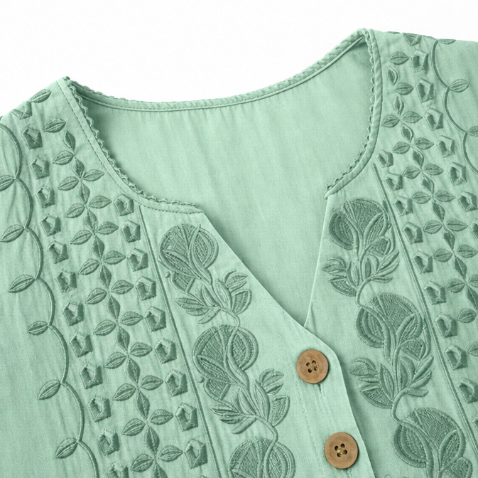 Florenza – V-Neck Blouse with Buttons