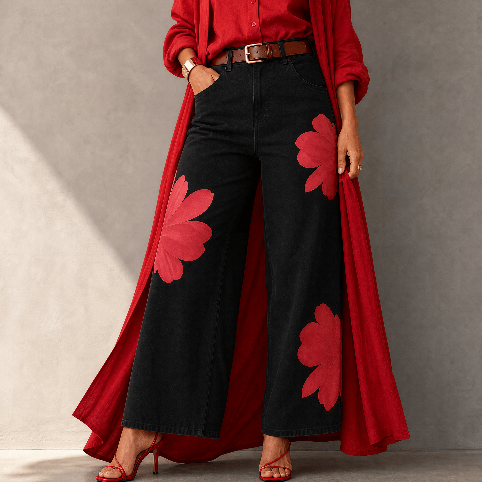 Florenza – Women's Bold Floral Wide-Leg Jeans