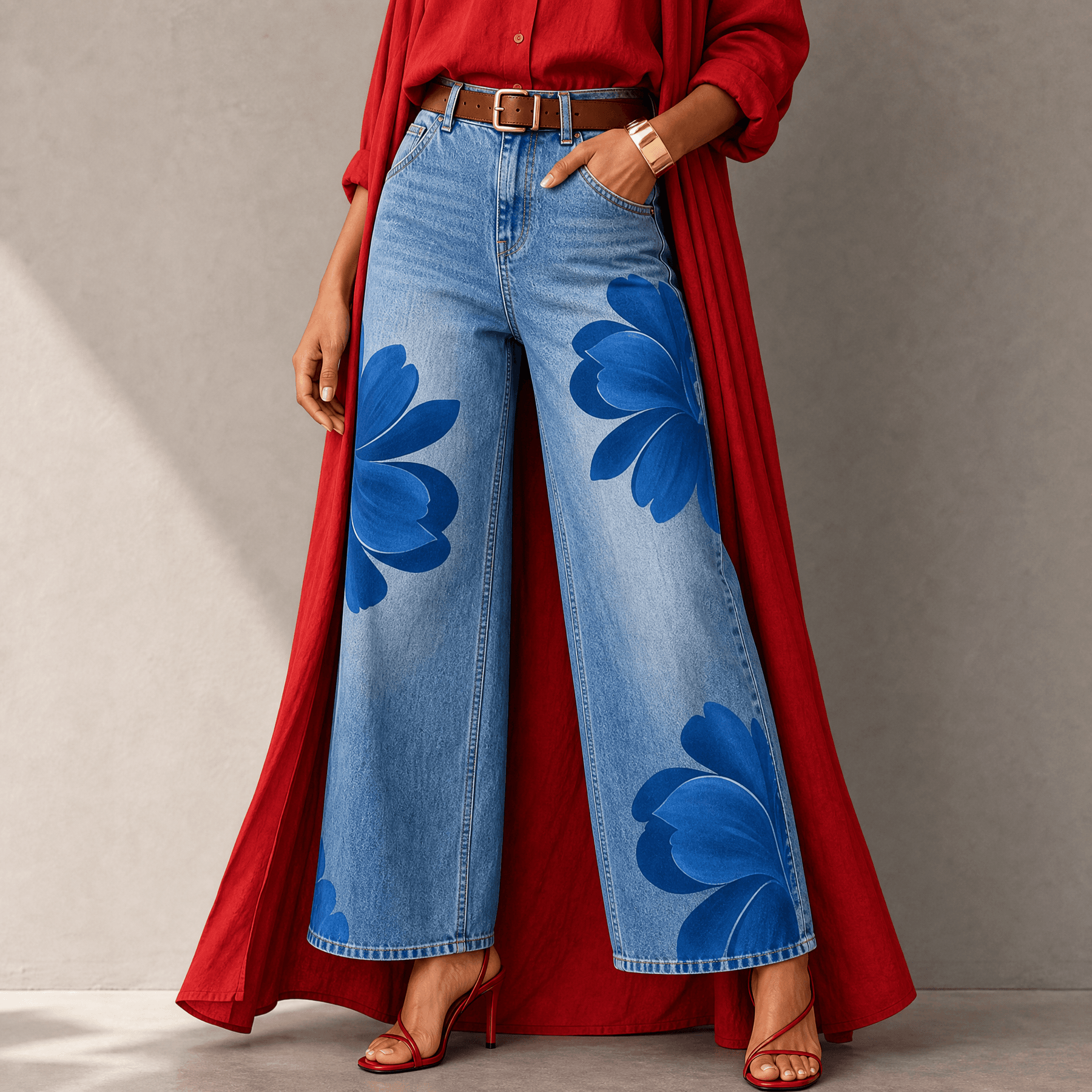 Florenza – Women's Bold Floral Wide-Leg Jeans