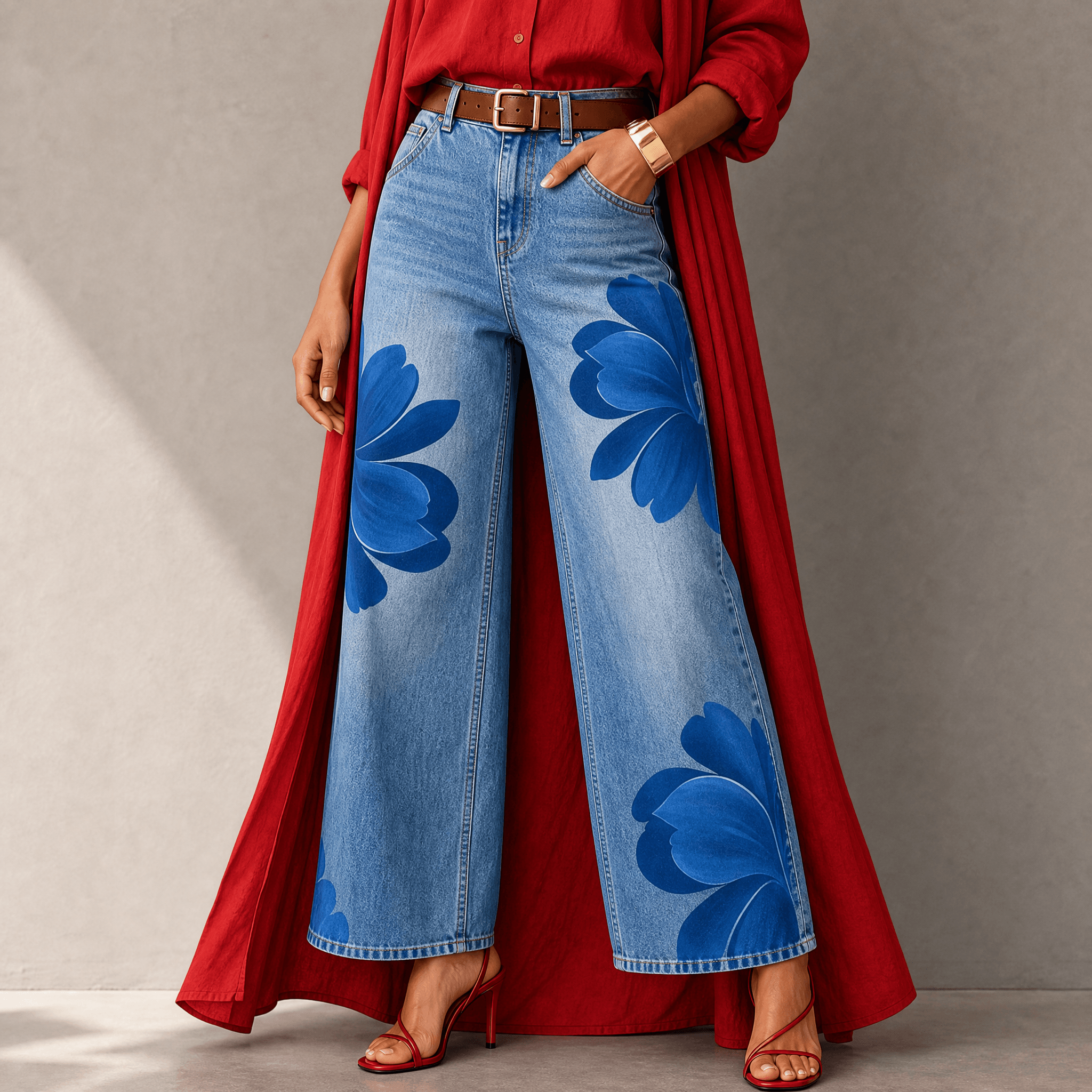 Florenza – Women's Bold Floral Wide-Leg Jeans