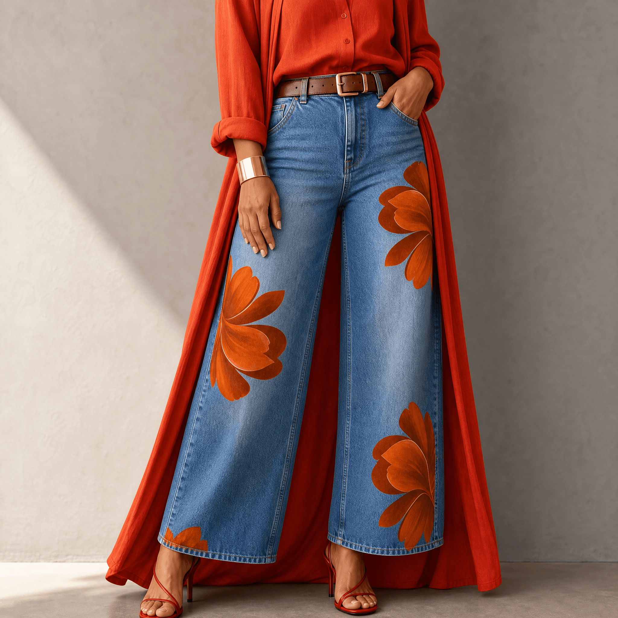 Florenza – Women's Bold Floral Wide-Leg Jeans