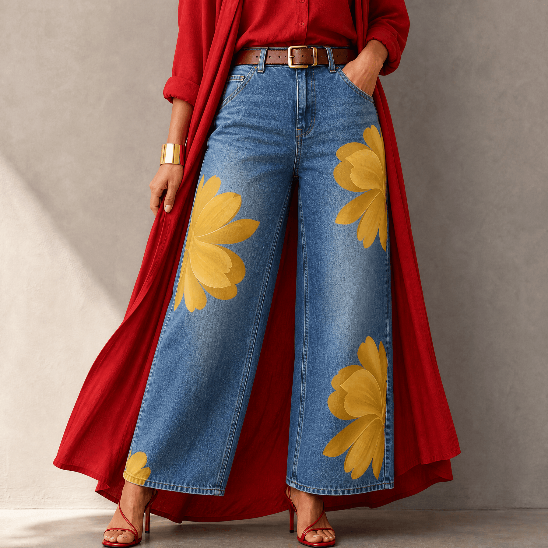 Florenza – Women's Bold Floral Wide-Leg Jeans