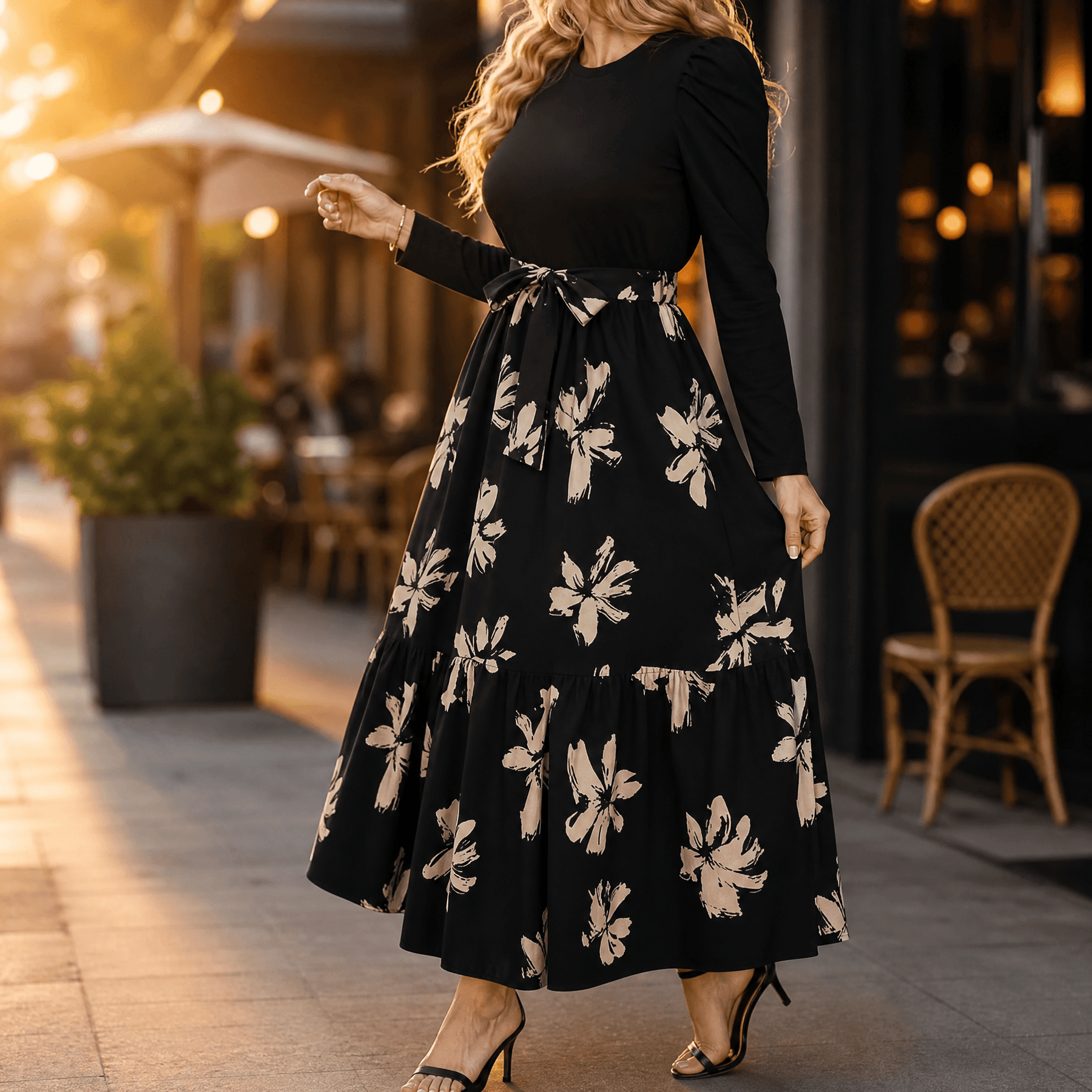 Florenza – Women's Floral Tie-Waist Maxi Dress