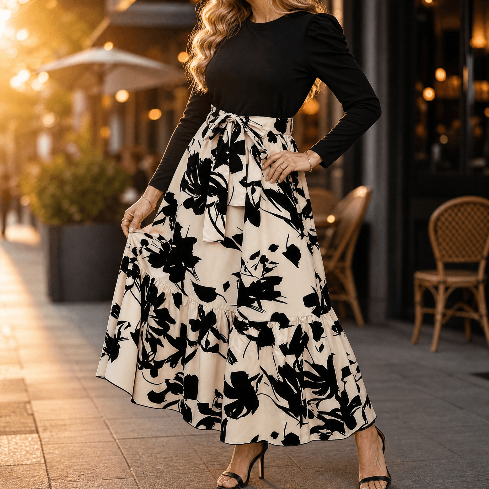 Florenza – Women's Floral Tie-Waist Maxi Dress