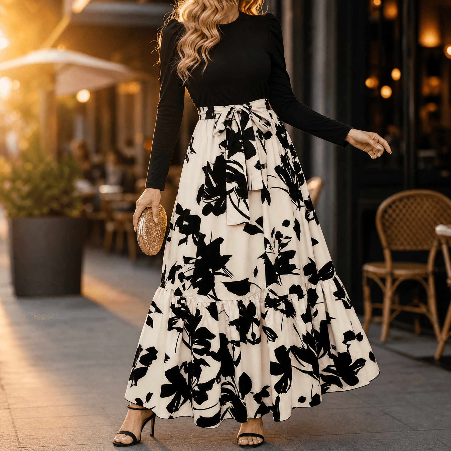 Florenza – Women's Floral Tie-Waist Maxi Dress