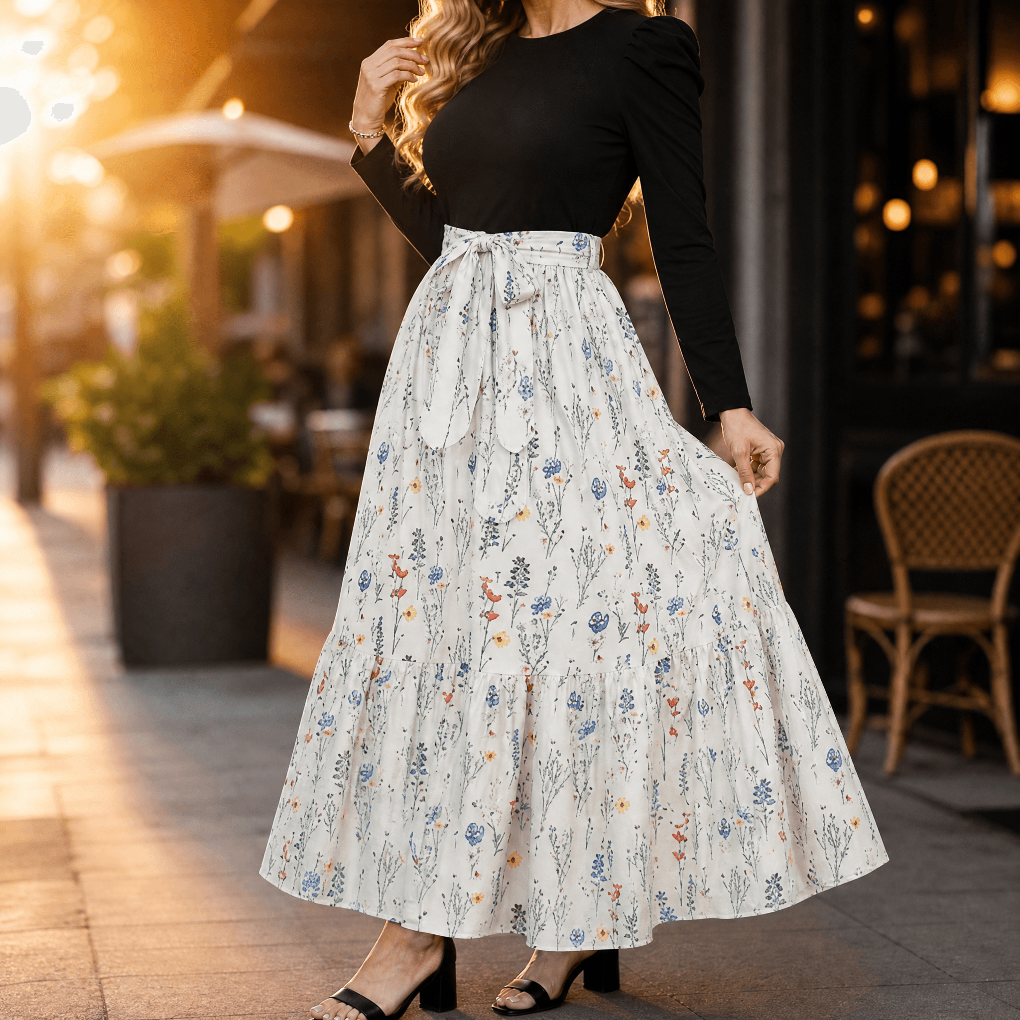 Florenza – Women's Floral Tie-Waist Maxi Dress