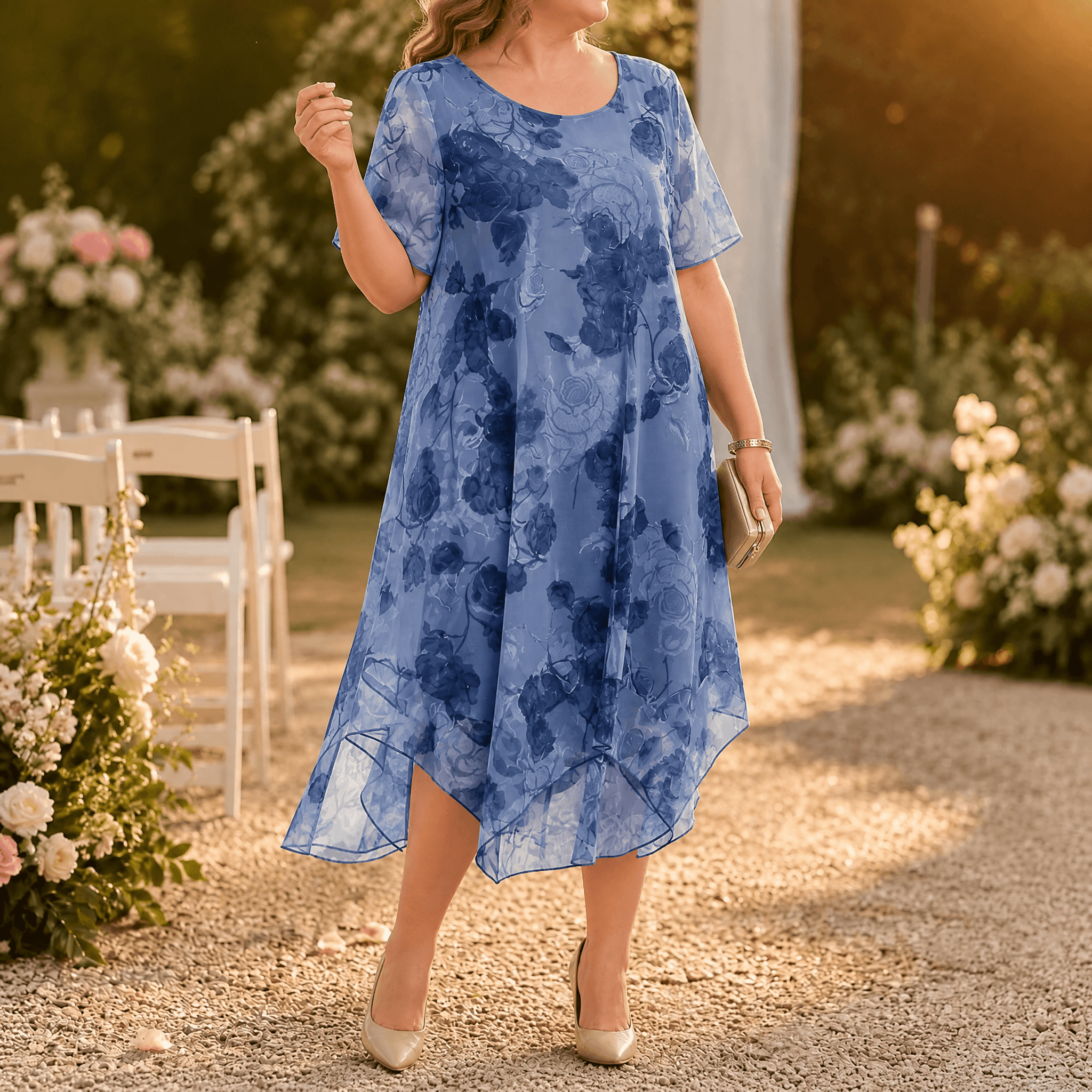 Florenza – Women's Layered Chiffon Floral Dress