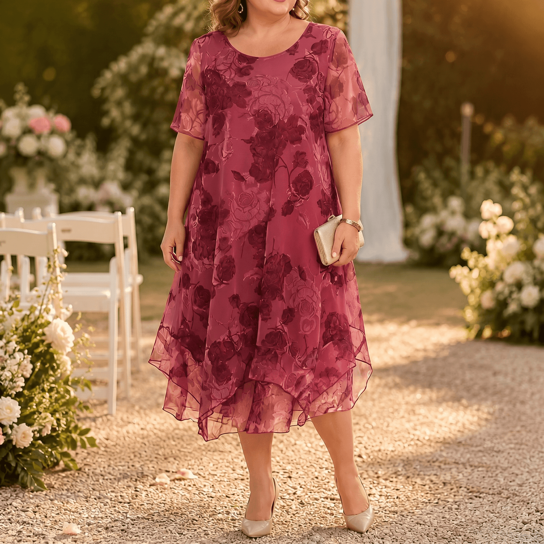Florenza – Women's Layered Chiffon Floral Dress